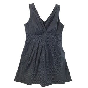 Corey P Polka Dot Sleeveless Dress Women Size 16 Empire Waist Black White Summer